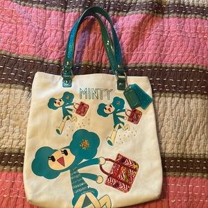 Minty poppy coach tote bag